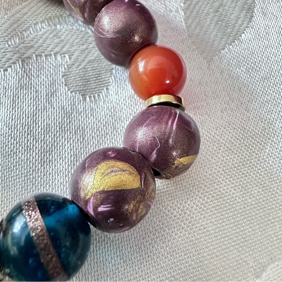 Collage bracelet handmade Colorful Hand Painted Beads glass charms 6.5-7.5 - Picture 6 of 8